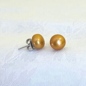 Earrings Peal Honora Sterling Silver Copper Stud Cultured Classic